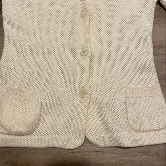 Loro Piana Italian Cashmere Silk Knit Cardigan Sweater Ivory White Womens 42 - Picture 4 of 13